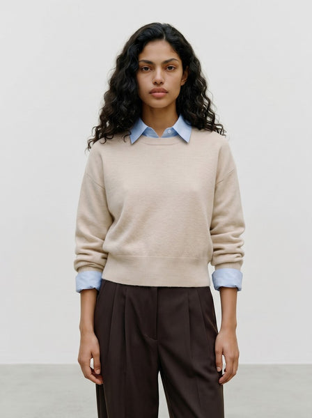 VERO MODA Round Neck Knit Jumper in Cream