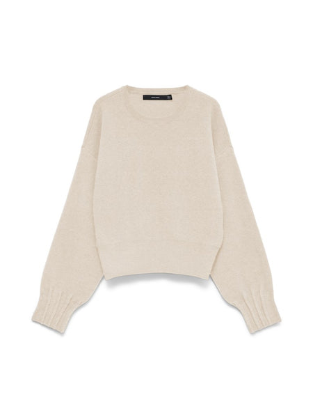 VERO MODA Round Neck Knit Jumper in Cream