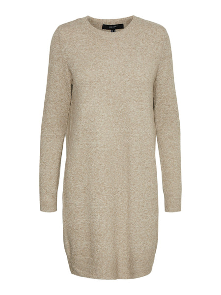 Vero Moda Long Sleeved Knitted Short Dress in Brown