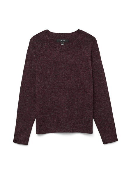 VERO MODA Knitted O-Neck Jumper in Burgundy