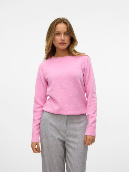 VERO MODA Knitted O-Neck Jumper in Pink