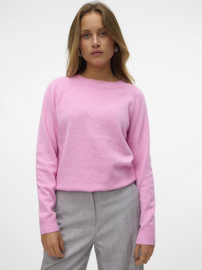 VERO MODA Knitted O-Neck Jumper in Pink