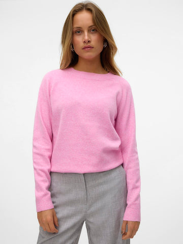 VERO MODA Knitted O-Neck Jumper in Pink
