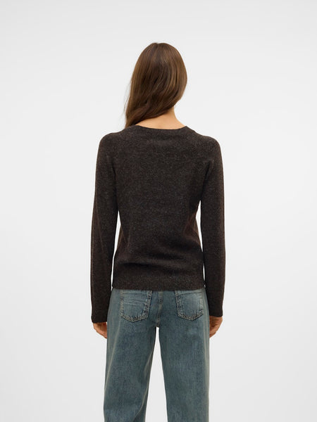 VERO MODA Knitted O-Neck Jumper in Brown