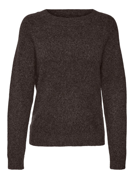 VERO MODA Knitted O-Neck Jumper in Brown