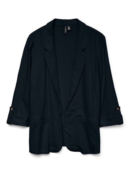 Vero Moda Linen Blend 3/4 Sleeve Blazer in Black