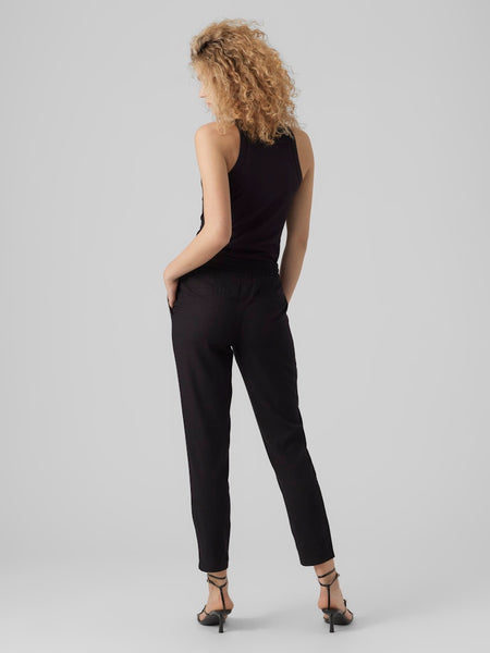 Vero Moda Straight Leg Linen Blend Trousers in Black