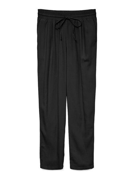 Vero Moda Straight Leg Linen Blend Trousers in Black