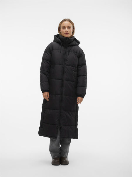 Vero Moda Long Padded Coat With Hood in Black