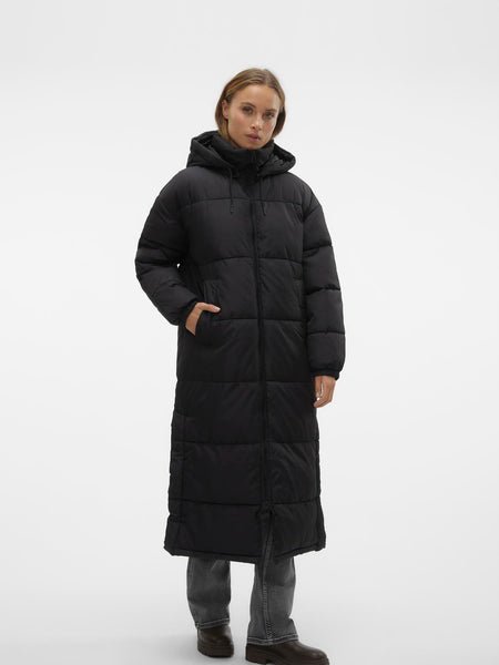 Vero Moda Long Padded Coat With Hood in Black