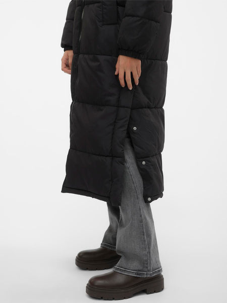 Vero Moda Long Padded Coat With Hood in Black