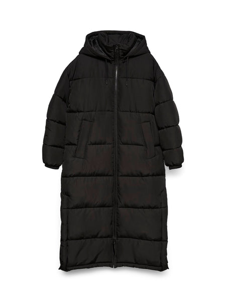 VERO MODA Long Padded Coat With Hood in Black