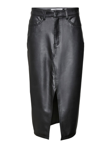 Vero Moda Faux Leather Midi Skirt in Black