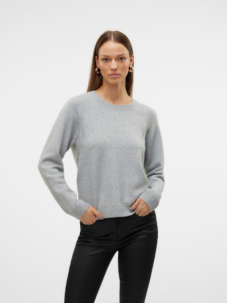 VERO MODA Knitted O-Neck Glitter Jumper in Light Grey