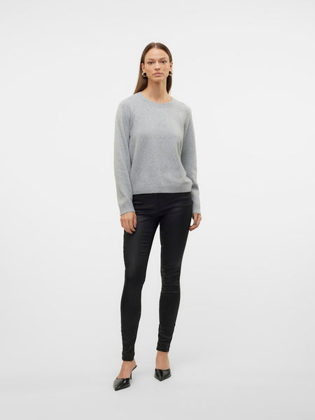 VERO MODA Knitted O-Neck Glitter Jumper in Light Grey