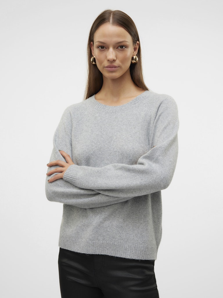 VERO MODA Knitted O-Neck Glitter Jumper in Light Grey