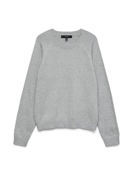 VERO MODA Knitted O-Neck Glitter Jumper in Light Grey