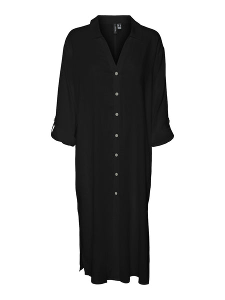 Vero Moda Long Linen Blend Shirt in Black