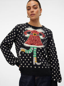 Vero Moda Elf Christmas Jumper in Black