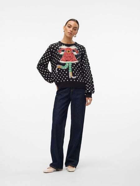 Vero Moda Elf Christmas Jumper in Black