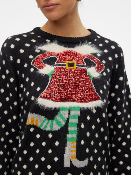 Vero Moda Elf Christmas Jumper in Black