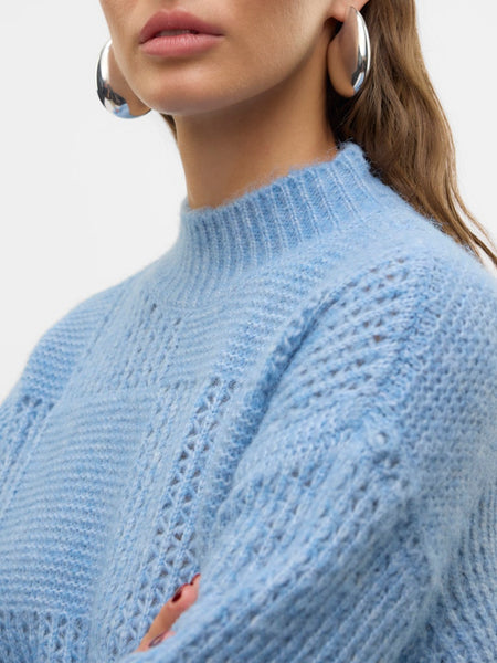 Vero Moda High Neck Knit Jumper in Blue