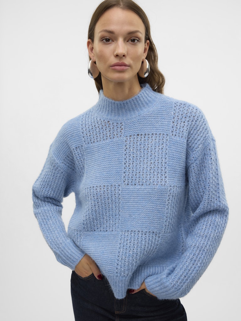 Vero Moda High Neck Knit Jumper in Blue