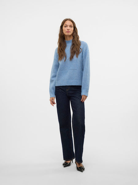 Vero Moda High Neck Knit Jumper in Blue