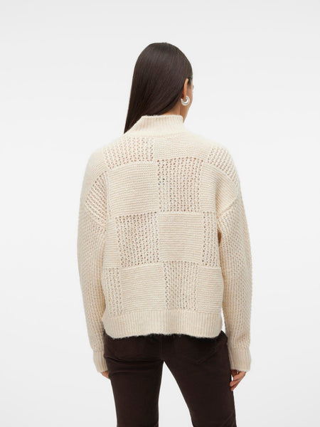 Vero Moda High Neck Knit Jumper in Cream