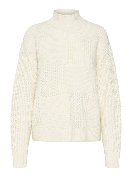 Vero Moda High Neck Knit Jumper in Cream