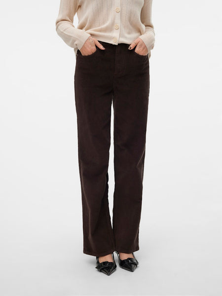 VERO MODA Wide Leg Cord Trousers in Brown