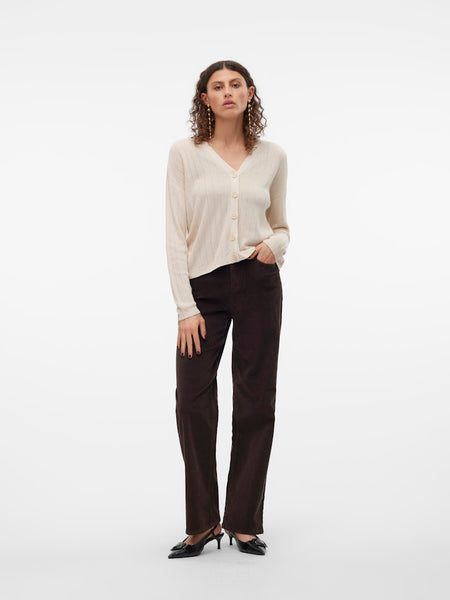 VERO MODA Wide Leg Cord Trousers in Brown
