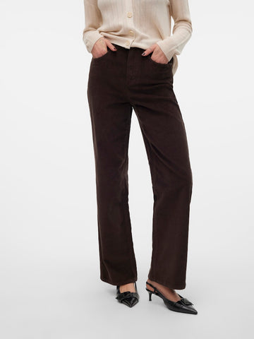 VERO MODA Wide Leg Cord Trousers in Brown