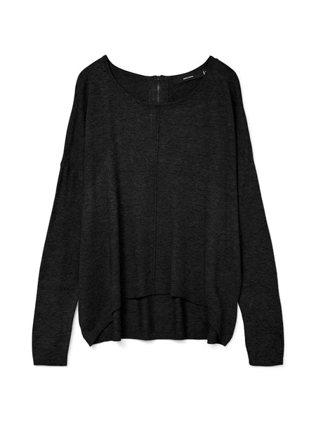 VERO MODA Long Sleeve Zip Back Top in Black