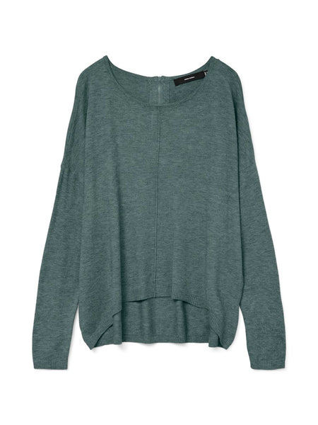 VERO MODA Long Sleeve Zip Back Top in Green