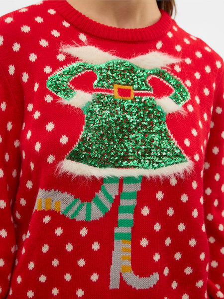 Vero Moda Elf Christmas Jumper in Red