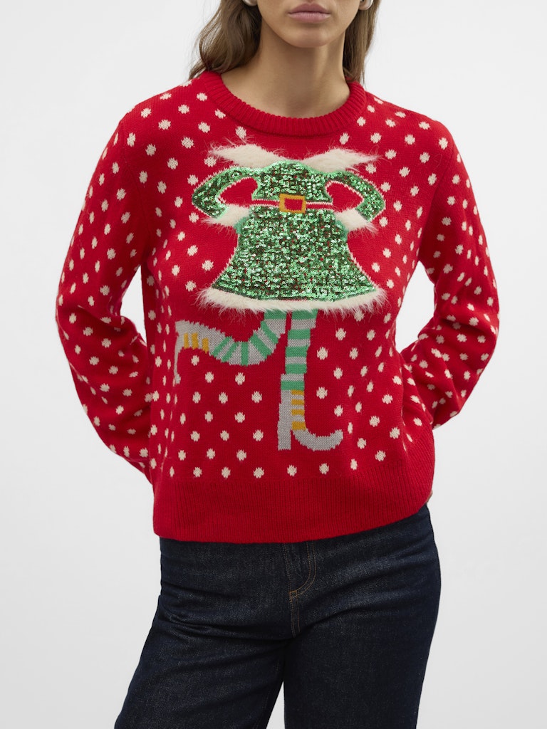 Vero Moda Elf Christmas Jumper in Red