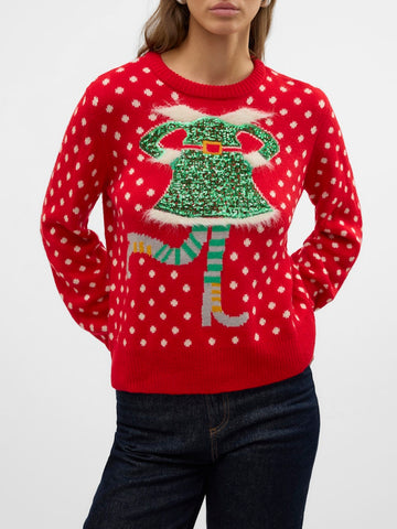 Vero Moda Elf Christmas Jumper in Red