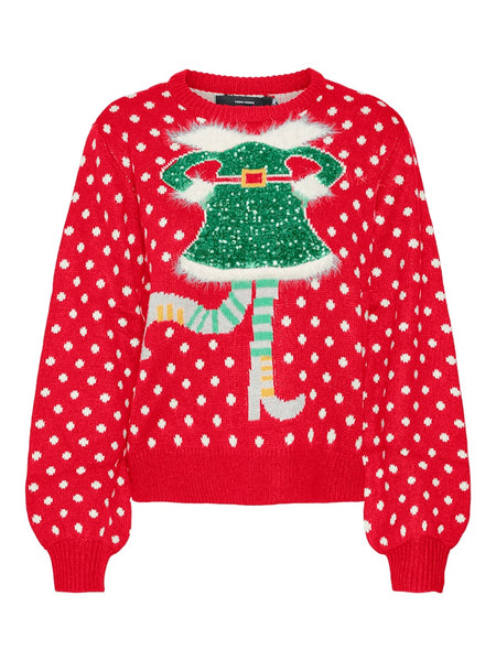 Vero Moda Elf Christmas Jumper in Red