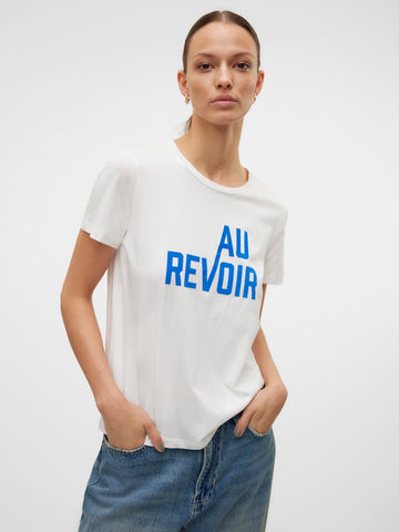 Vero Moda "Au Revoir" Printed T-Shirt in White