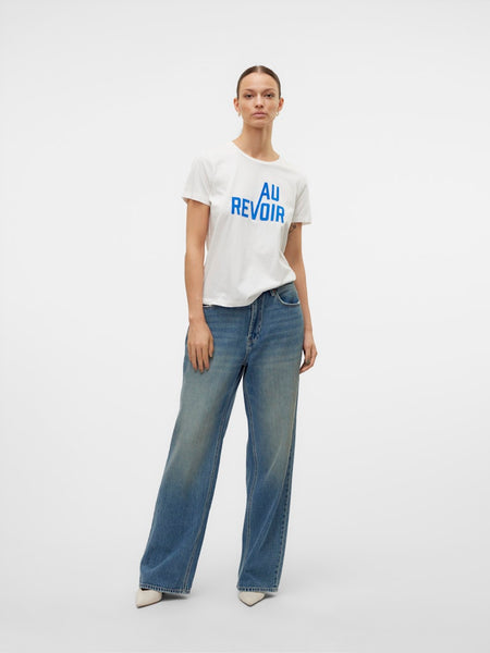 Vero Moda "Au Revoir" Printed T-Shirt in White