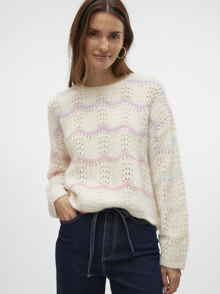 Vero Moda Multicolour Striped Jumper in Cream