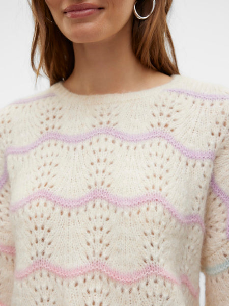 Vero Moda Multicolour Striped Jumper in Cream