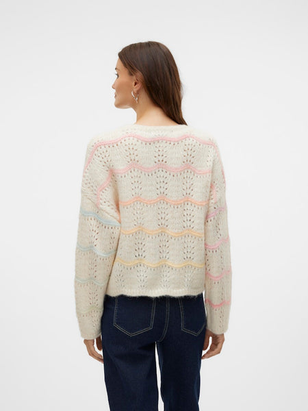 Vero Moda Multicolour Striped Jumper in Cream