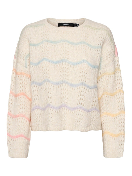 Vero Moda Multicolour Striped Jumper in Cream