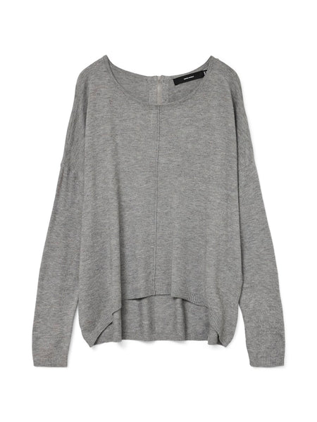 VERO MODA Long Sleeve Zip Back Top in Grey
