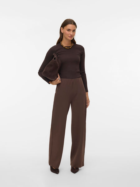 VERO MODA Wide Leg Trousers in Chocolate