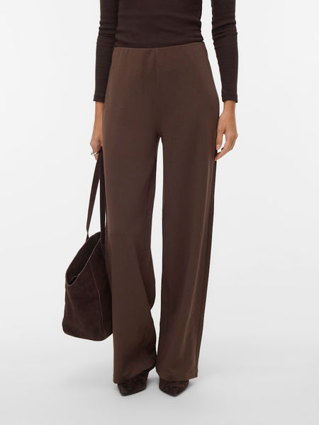 VERO MODA Wide Leg Trousers in Chocolate