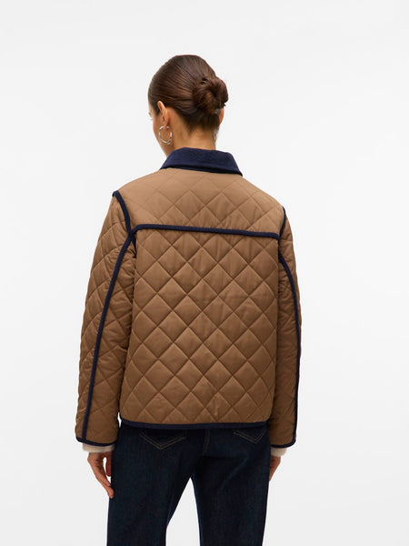 VERO MODA Short Quilted Collar Jacket in Brown