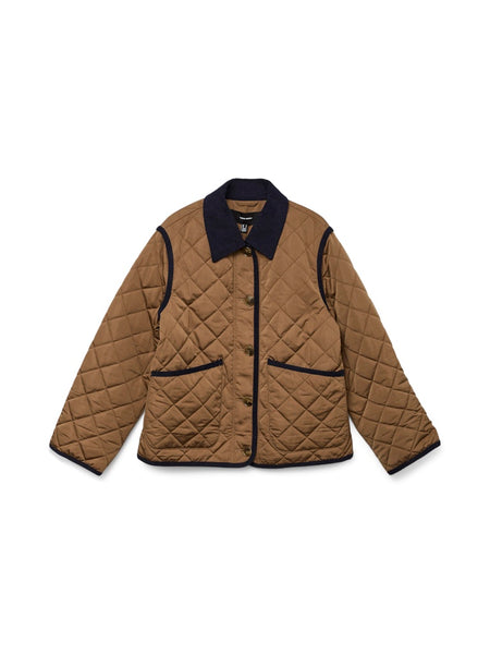 VERO MODA Short Quilted Collar Jacket in Brown